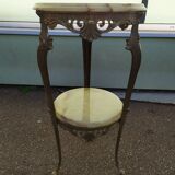 Marble and brass pedestal table