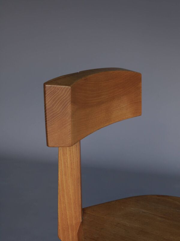Chaise S34 en orme de Pierre Chapo, années 1980