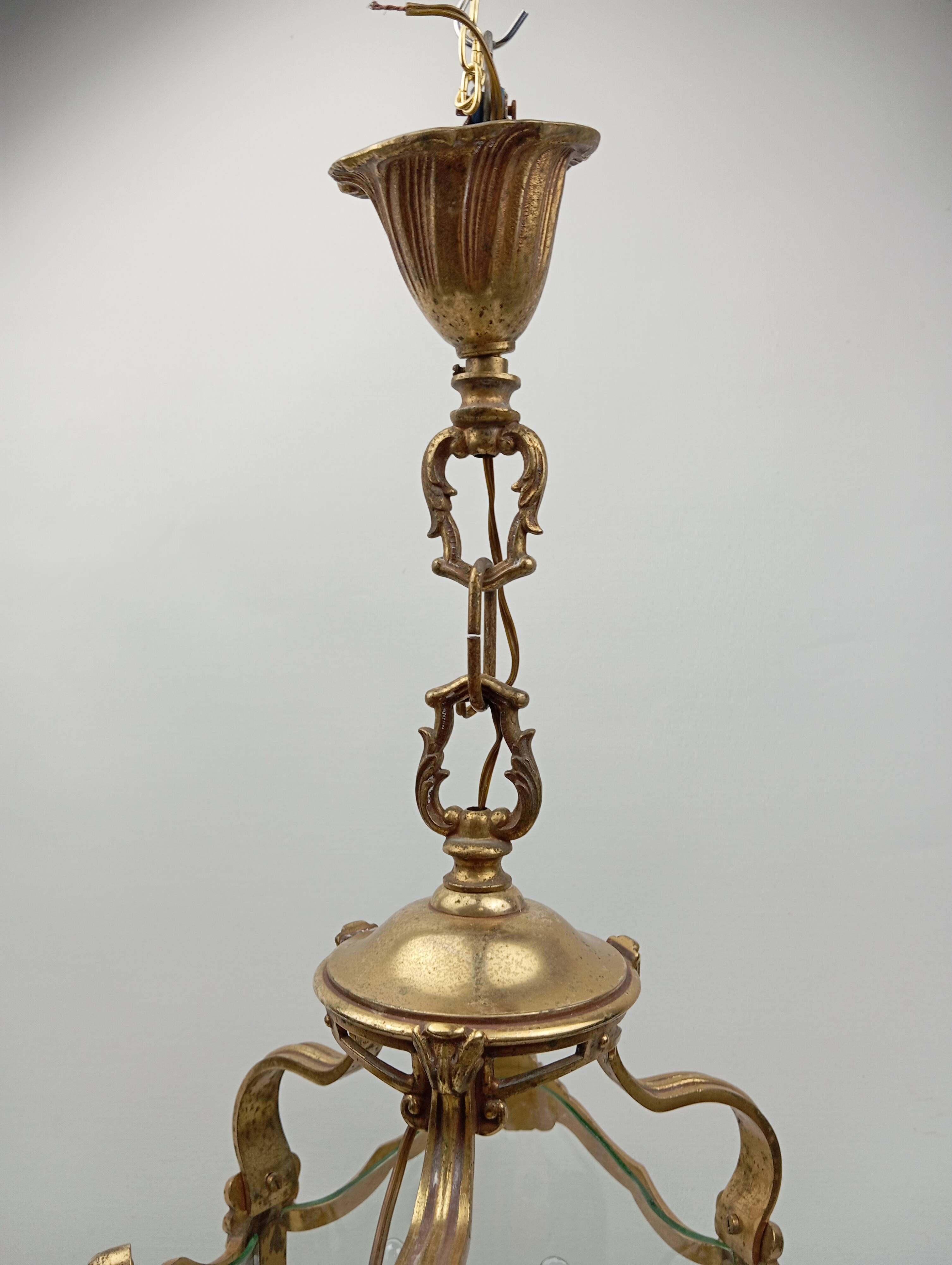 Lanterne bronze doré & verre galbé de style Louis XV / Rococo