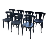 Set of 7 black bistro chairs