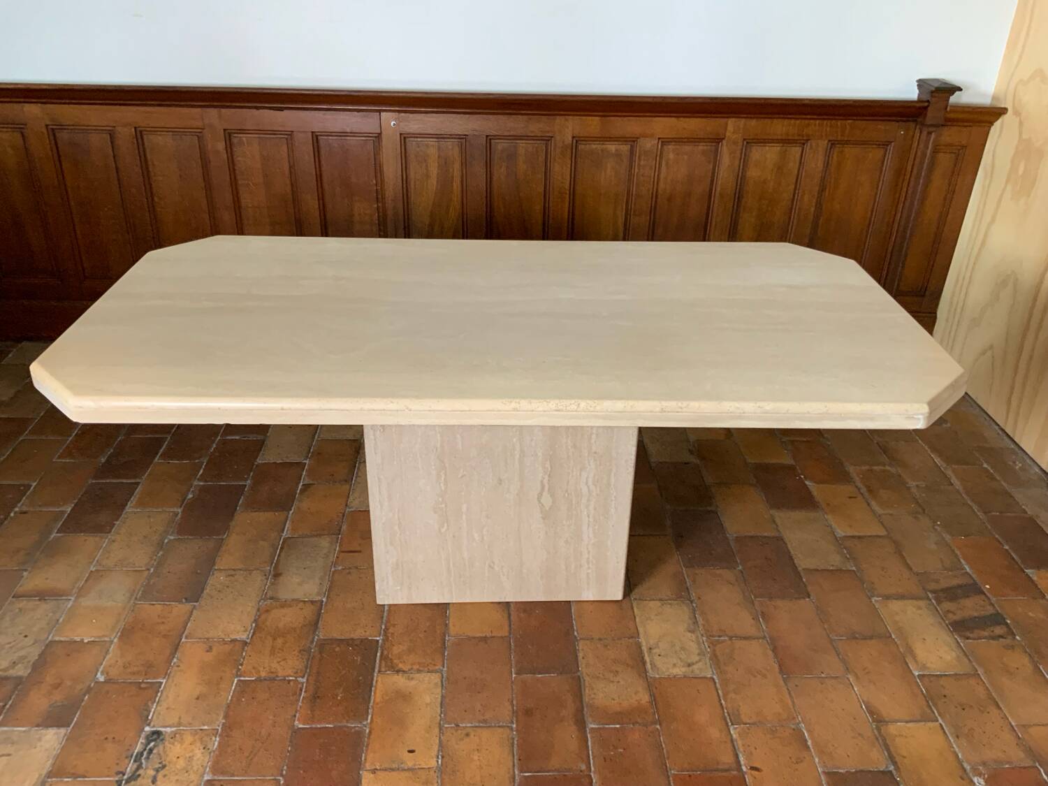 Travertine dining table