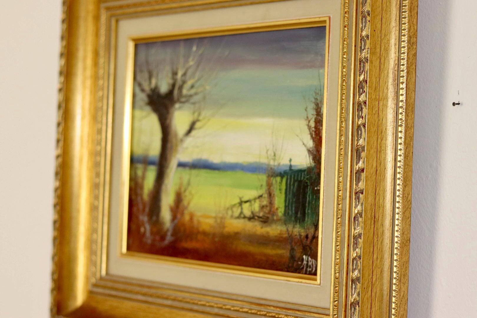 Original Swedish Mid-Century Oil on Panel" Nature" by Harry Petersen - Vintage and Framed