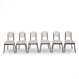Grey velvet chairs by Angelo Mangiarotti for La Sorgente Del Mobile, 1970s, set of 6.