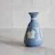 Blue porcelain vase by Wedgwood.