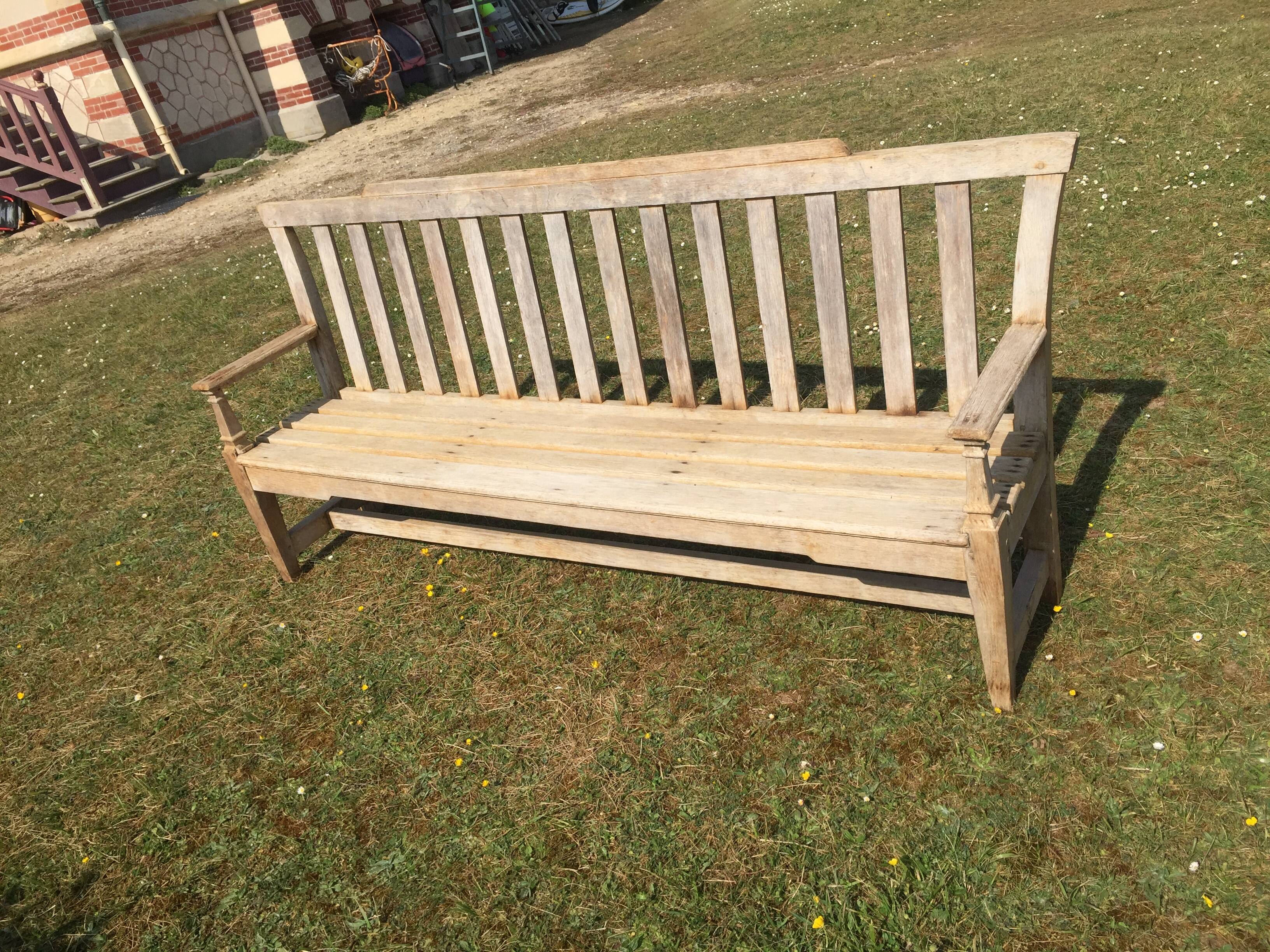 Garden bench in oak, 19th century