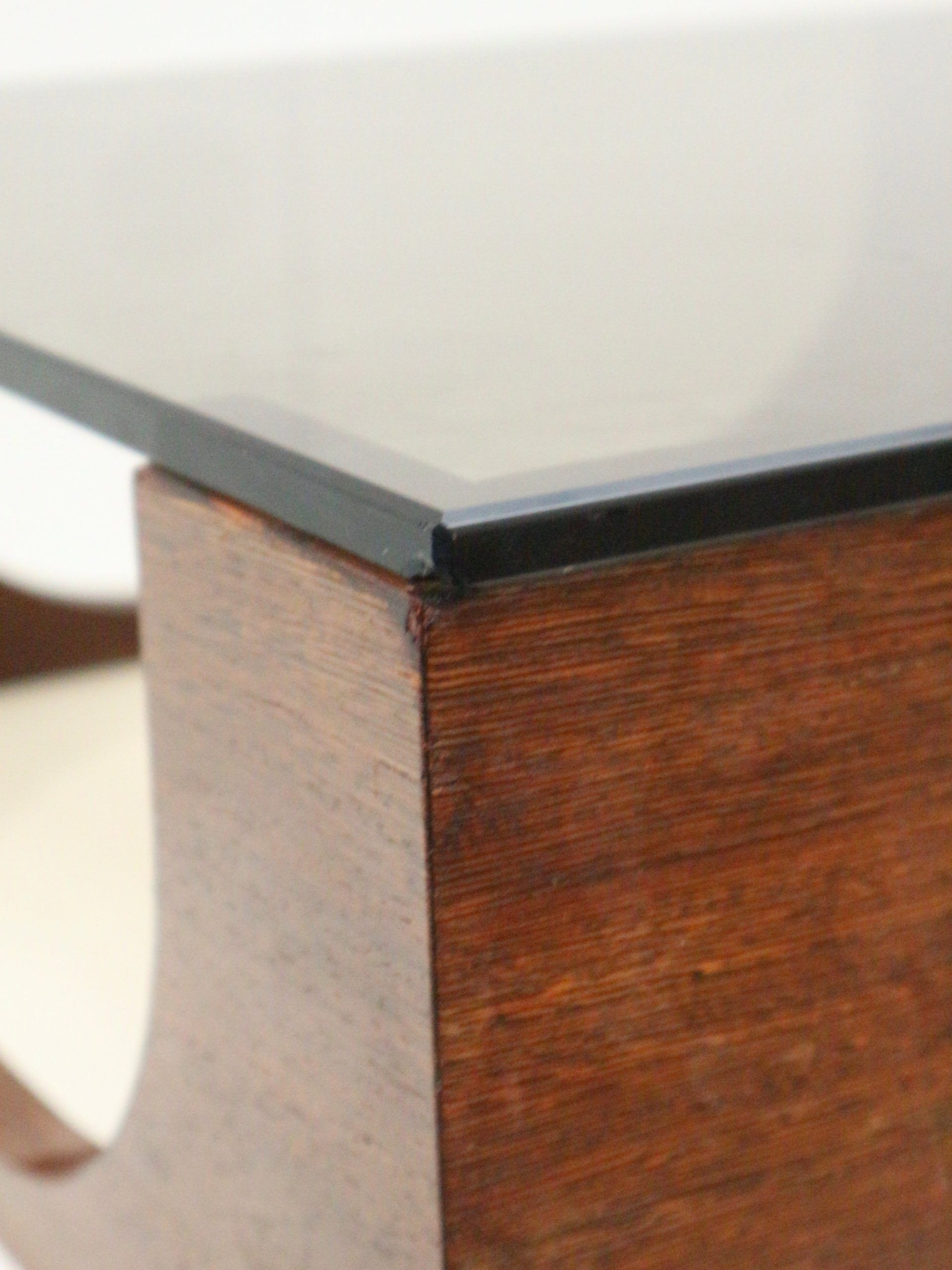 Vintage Space Age coffee table, 1970s, with smoked glass and wenge wood top