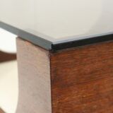 Vintage Space Age coffee table, 1970s, with smoked glass and wenge wood top