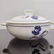 Old earthenware tureen with blue flower, Moulin des loups and hamage France, model