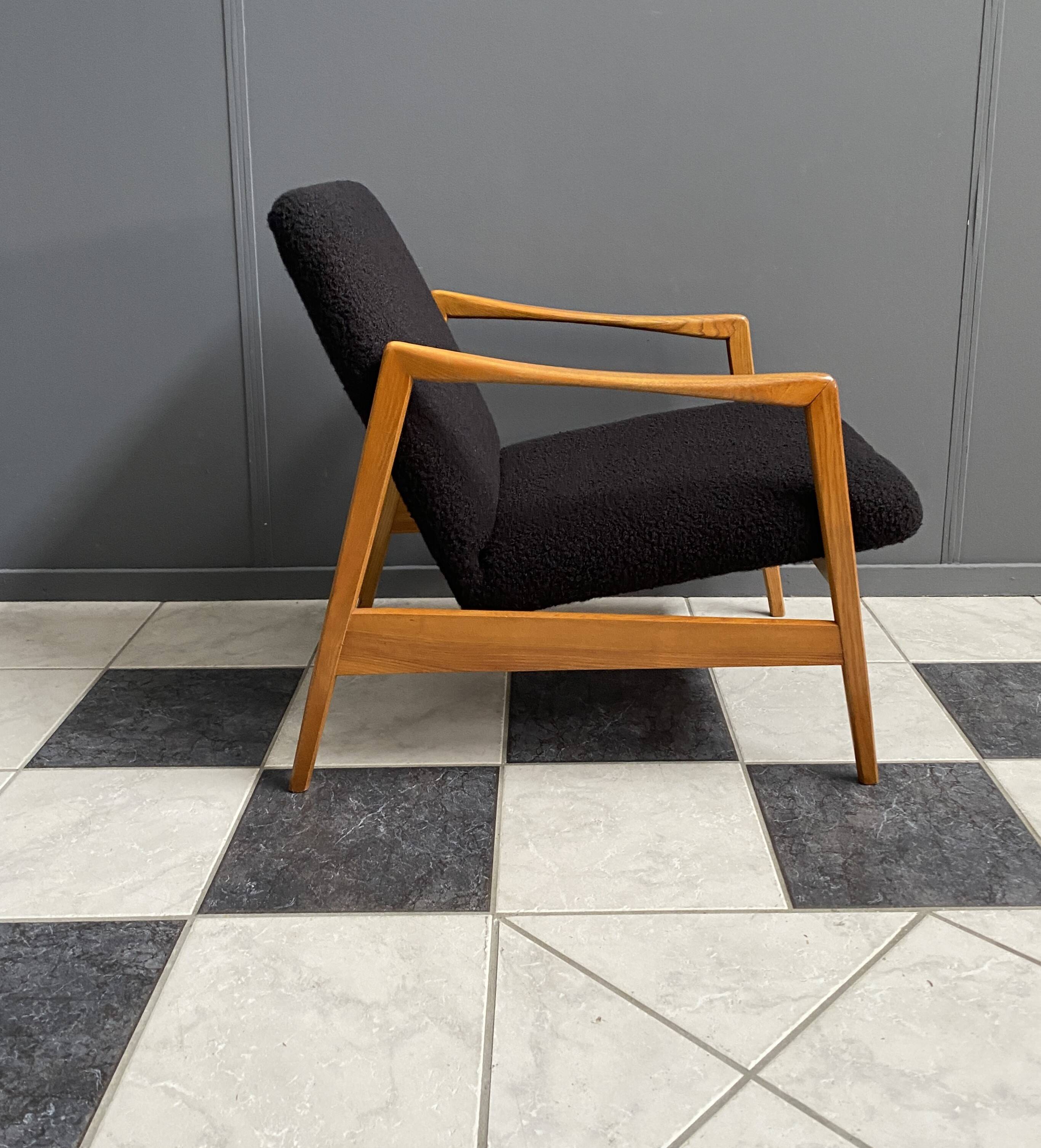 Black Boucle fabric chair 1970s