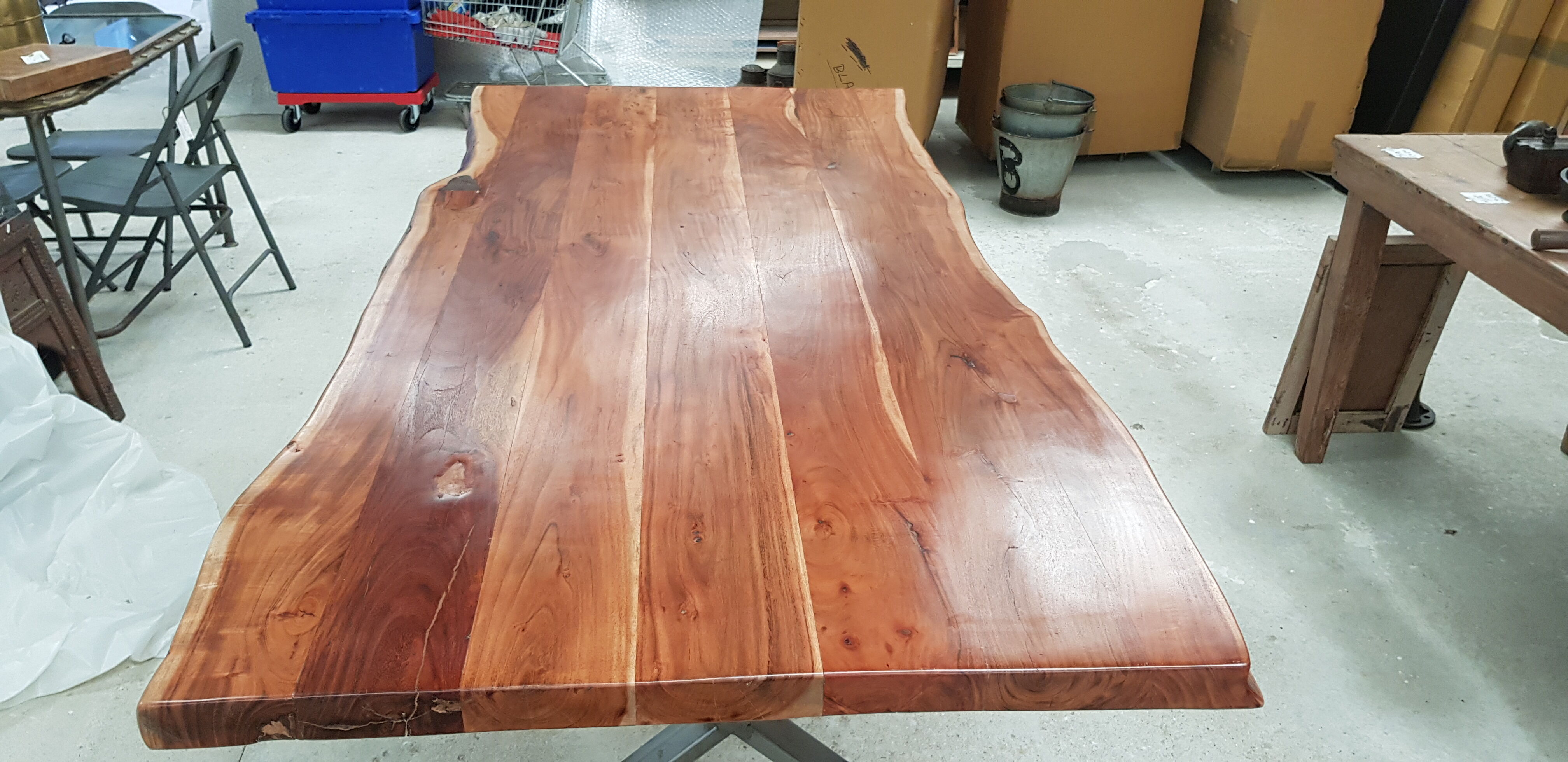 Table with raw solid top