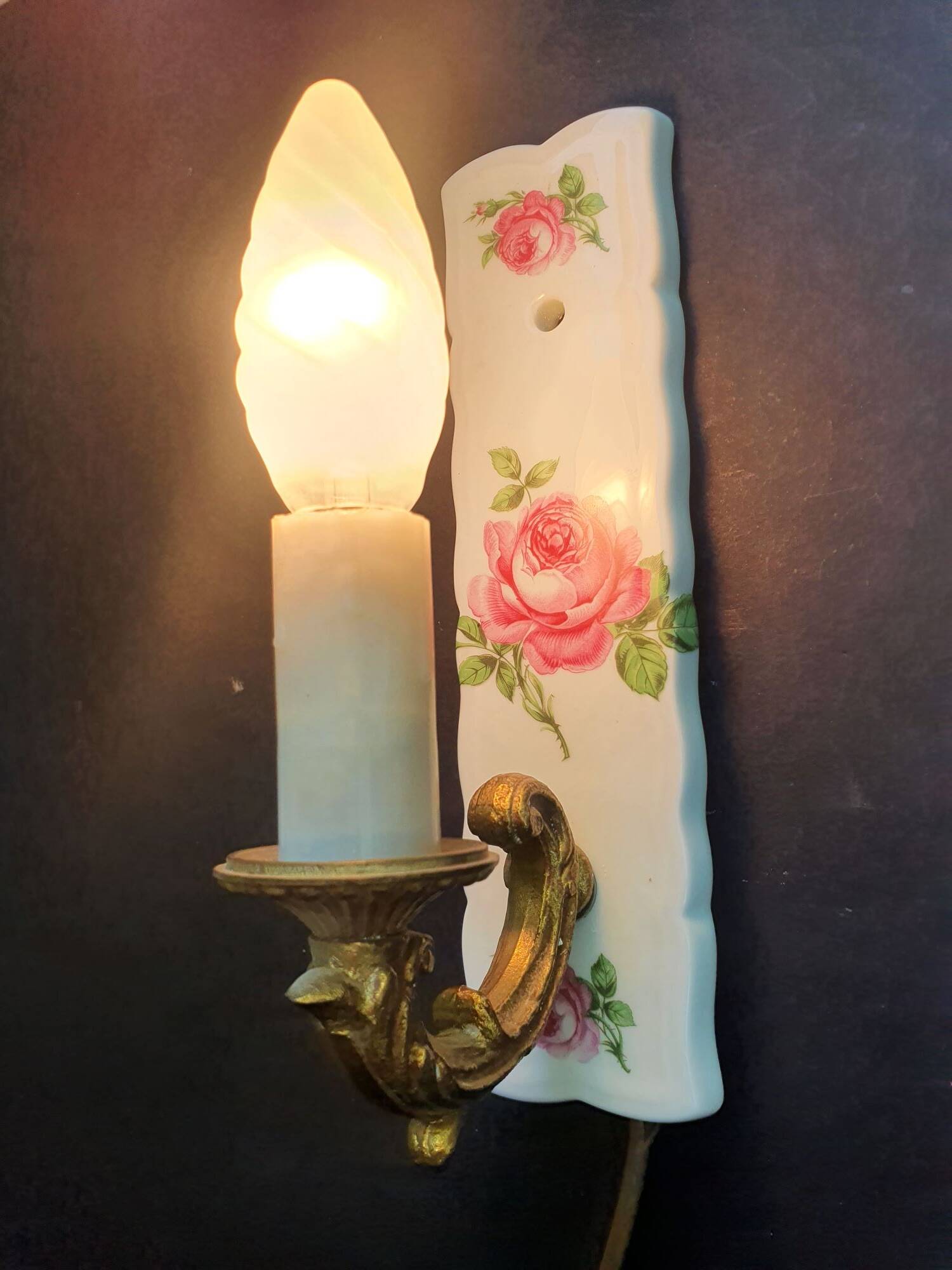 Pair of vintage Limoges ceramic wall sconces