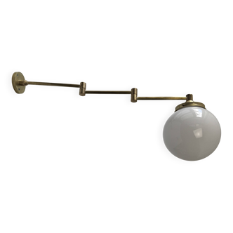 Antique brass & opaline pendant lamp vintage