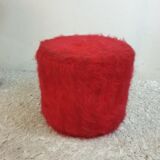 Pouf moumoute vintage red