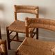 Vintage set of six French mid-century dining chairs in wood and rush, 1960s