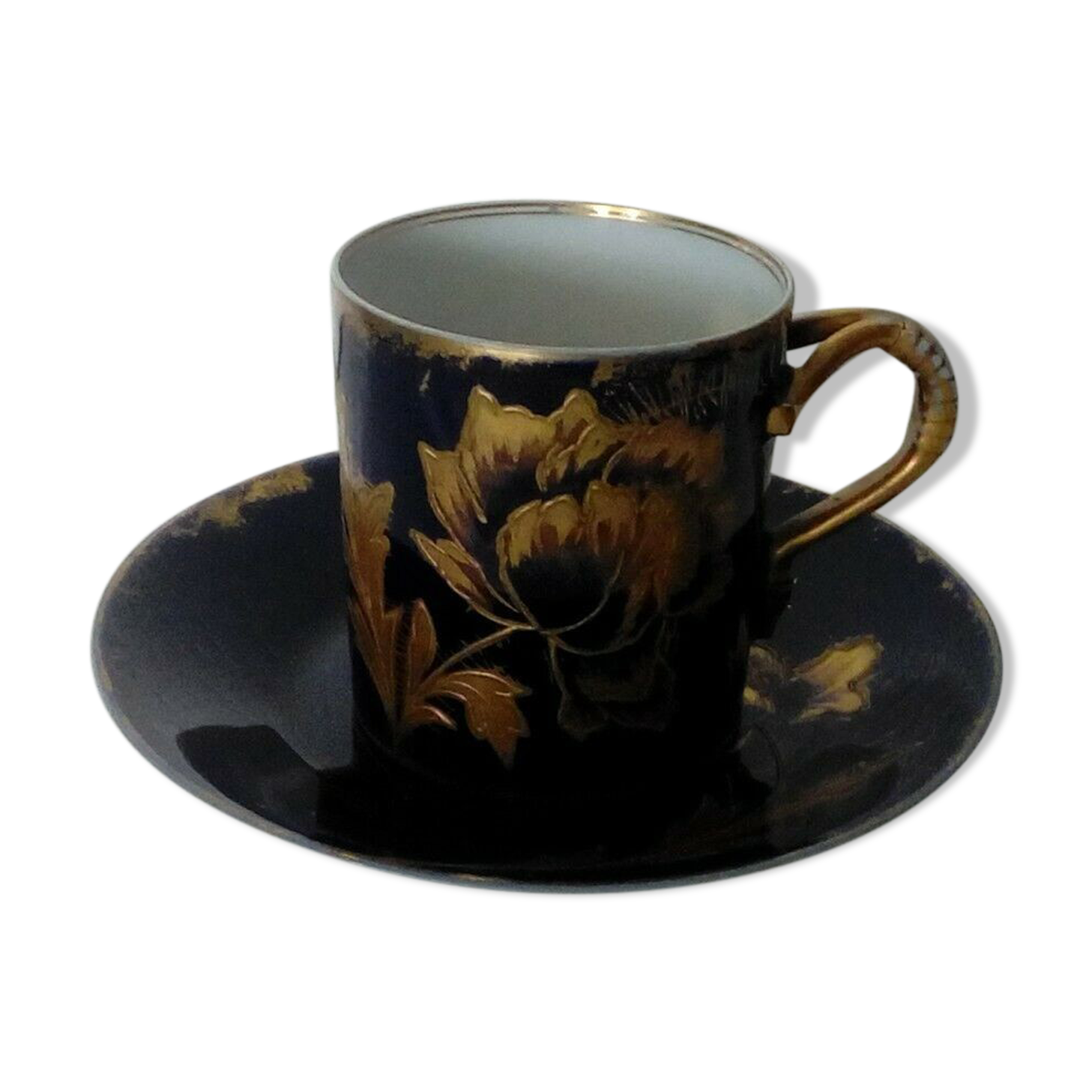 Blue haviland porcelain cup of gold dores with fine gold c.f.h g.d.m