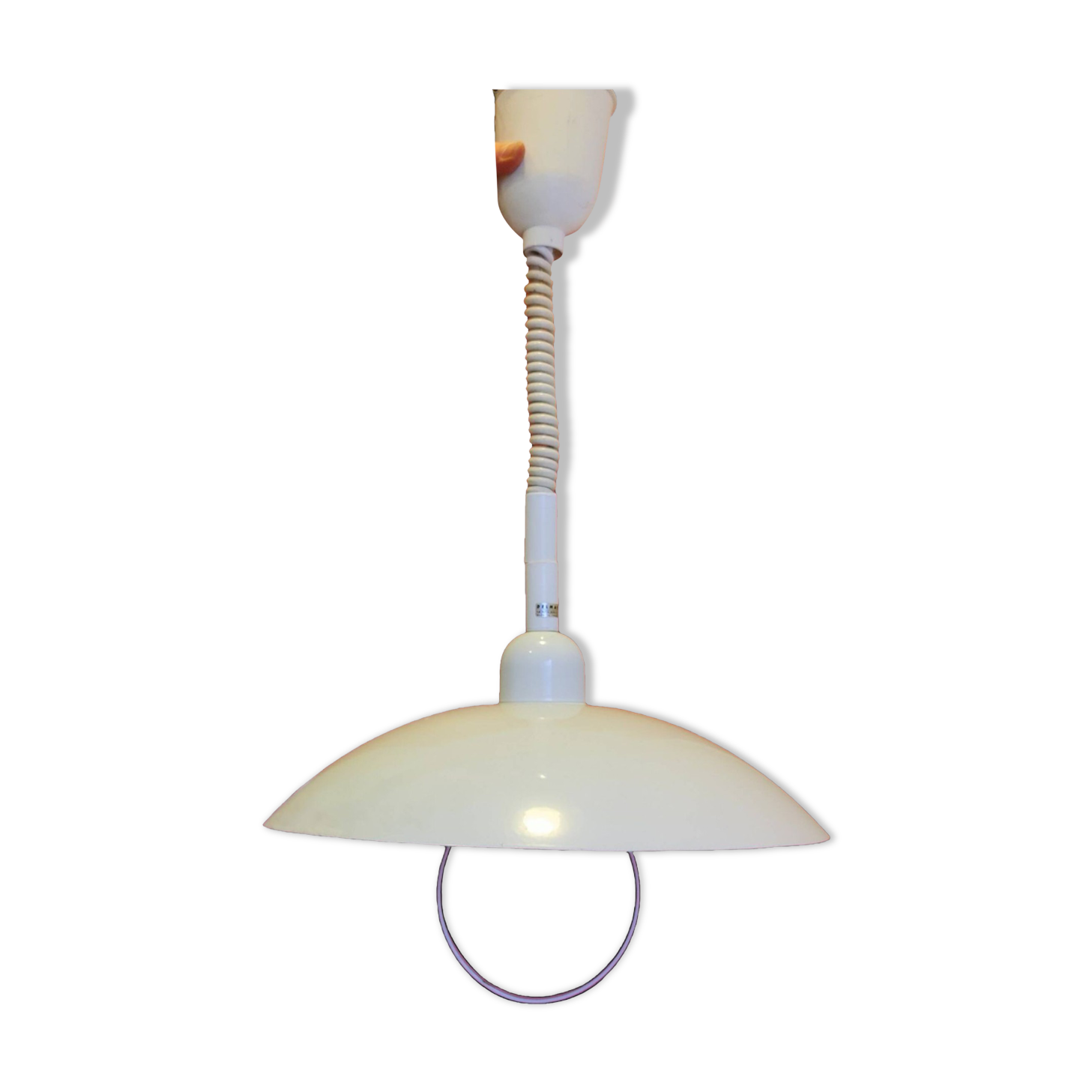 Vintage Delmas adjustable height white pendant light