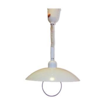 Vintage Delmas adjustable height white pendant light