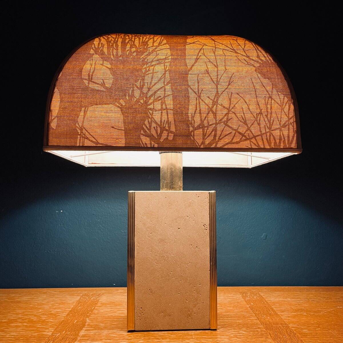 Travertine marble table lamp, Italy, 1970s