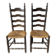 Chaise style campagnard bois massif et paille 1950