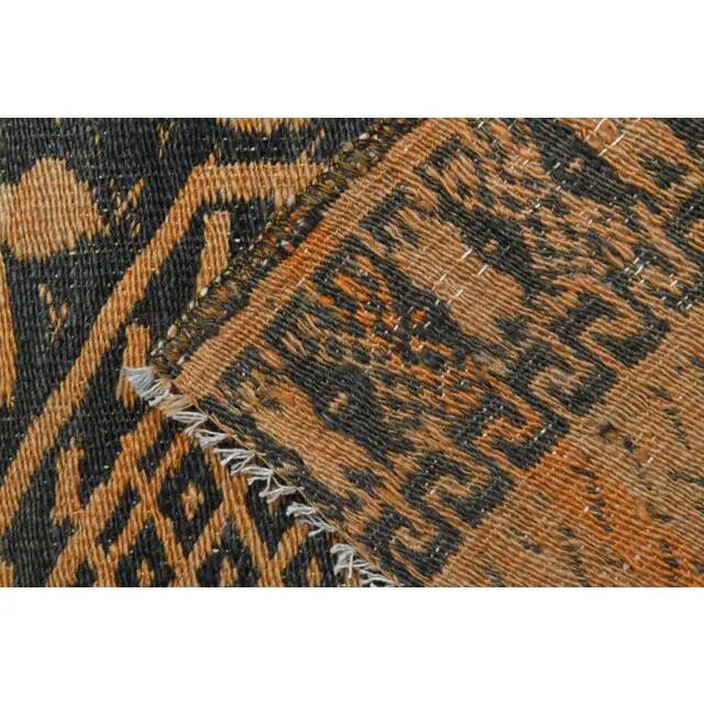 1970s Vintage Turkish Oushak Handmade Wool Cotton Orange Area Rug 170x340