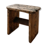 Authentique tabouret de traite ancien en bois massif – Charme rustique & ro