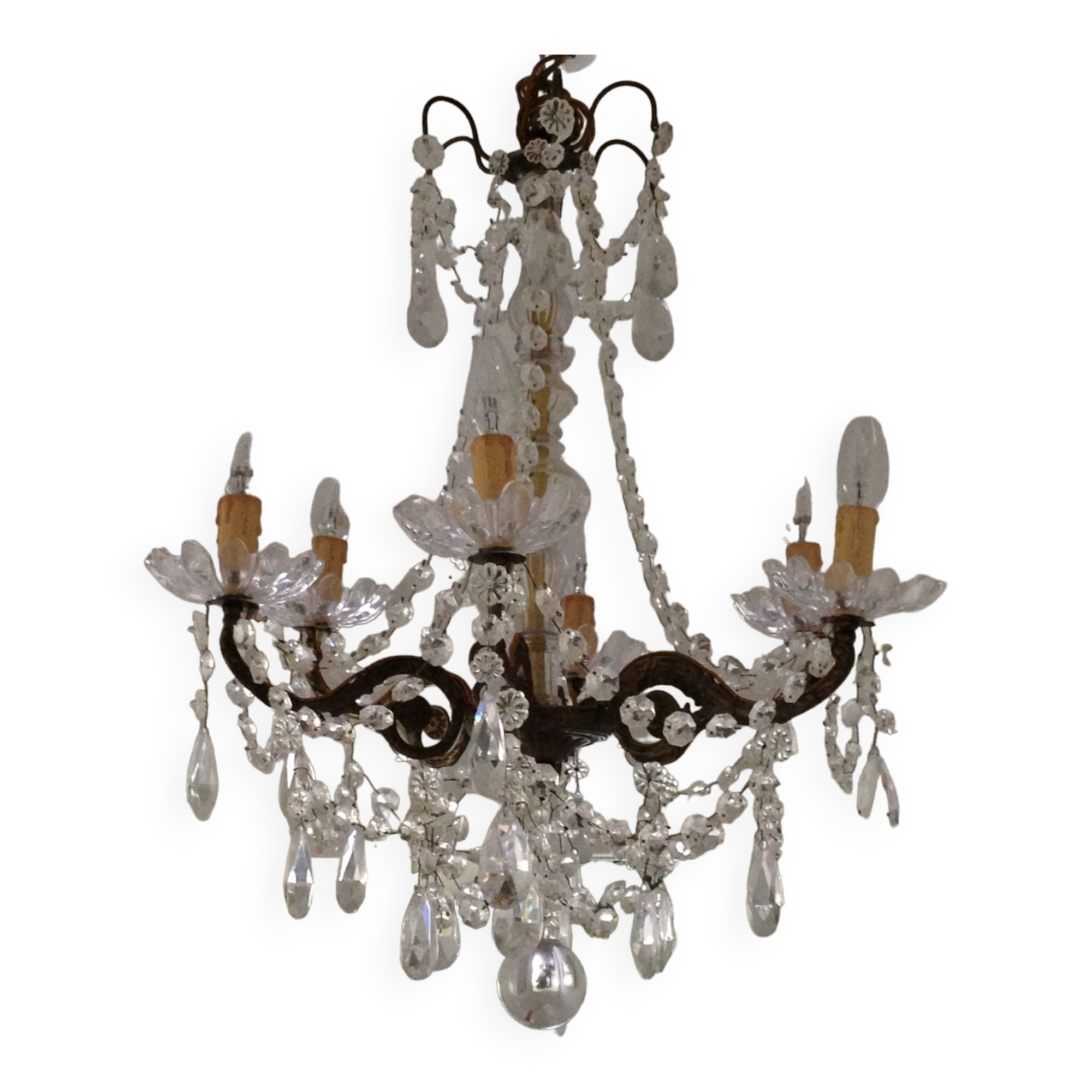 Lustre en bronze et cristal