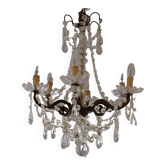 Lustre en bronze et cristal