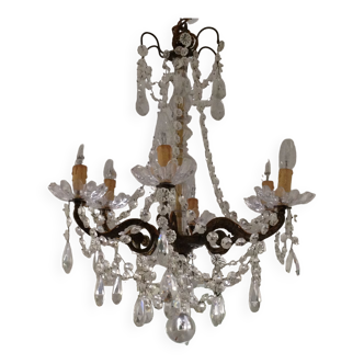 Bronze and crystal chandelier