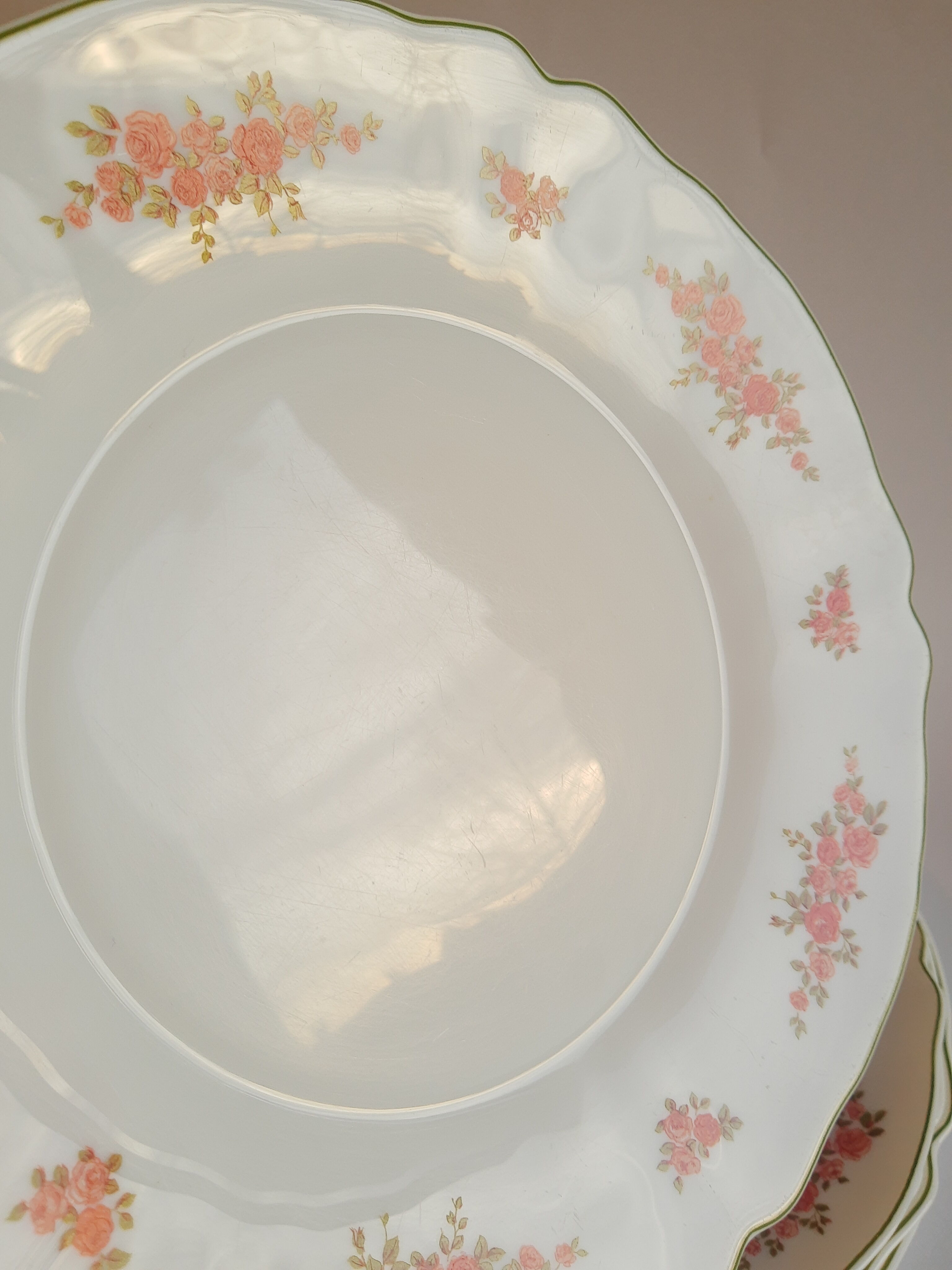 Set of 6 flat plates Arcopal vintage floral decoration