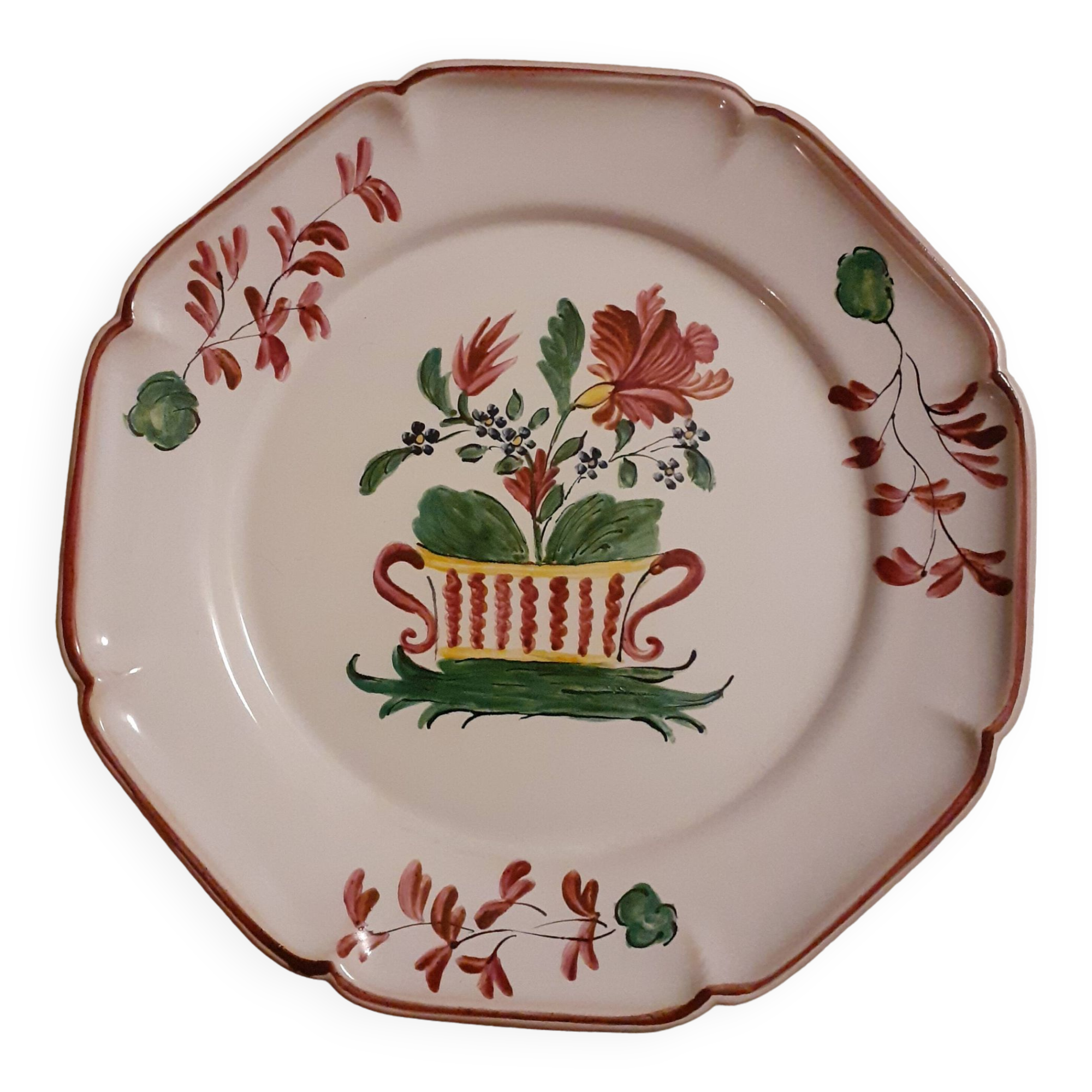 Assiette decor de fleurs rétro Gien