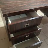 Coffered desk circa 1970 in 4-sided Rio rosewood