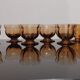 Set of 8 old vintage 70's amber brown cut glass glasses
