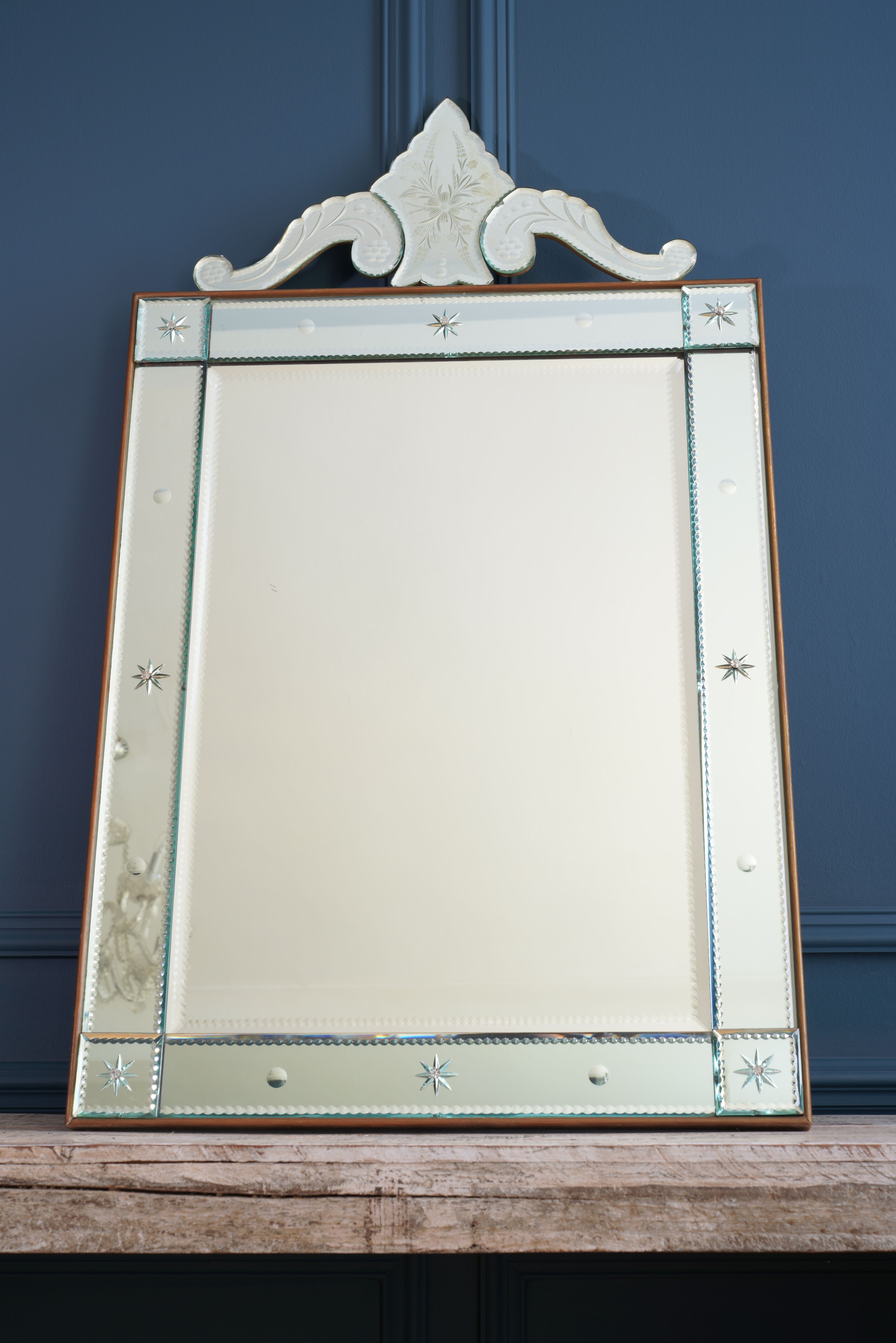 19th Century Venetian Glass Mirror 61x105cm