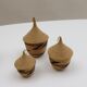 Set of 5 vintage tutsi rwanda rattan decorative lidded pots 1970s
