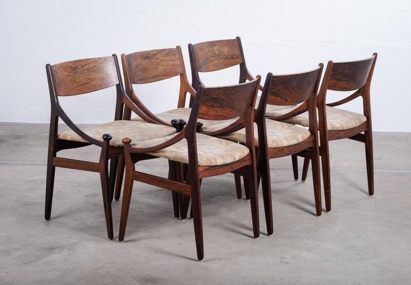 Dining Chairs in Rosewood by Vestervig Erikson for Brdr. Tromborg, 1960s, Set of 6