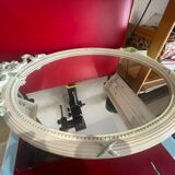 miroir ovale en bois peint style Louis XVI