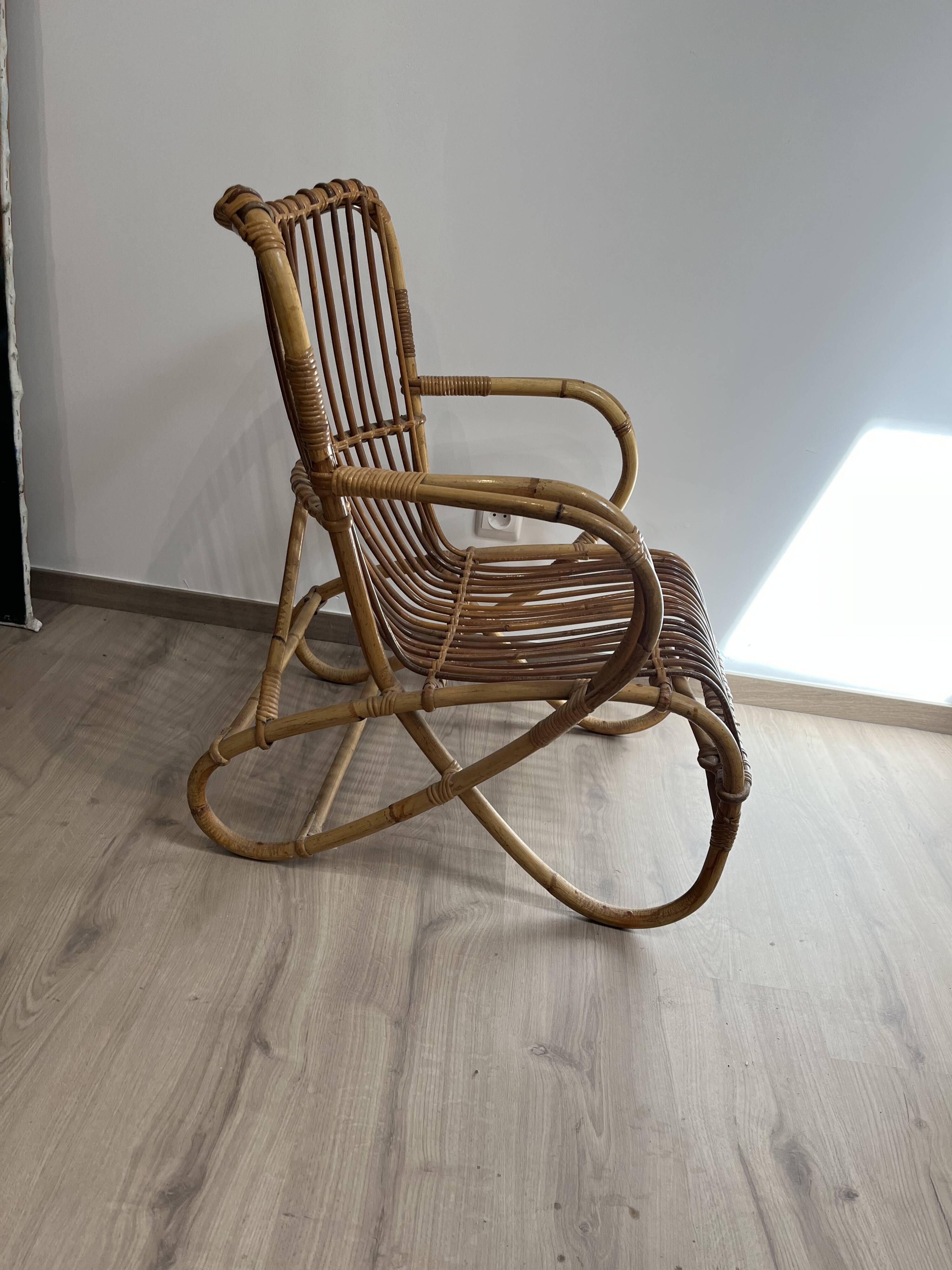 Armchair in woven wicker 1960/1970s