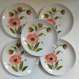5 dessert plates from Moulin des Loups, Orchies, Gisèle model