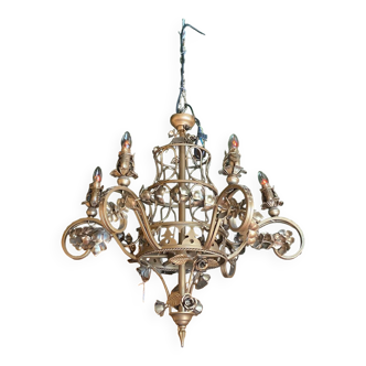 Flower garland chandelier
