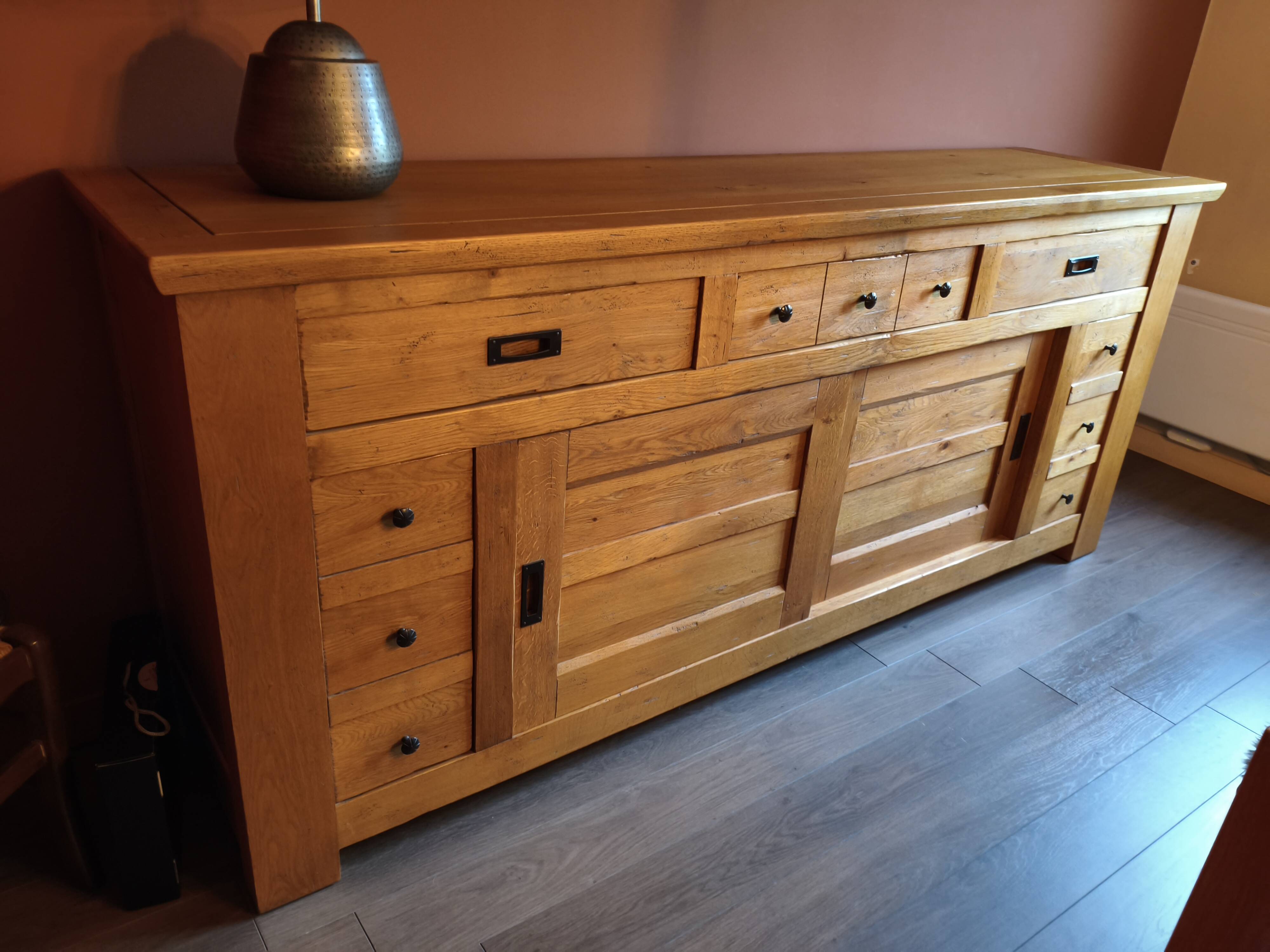 Solid oak sideboard, ideal for farmhouses or country homes, thick wood