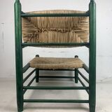 French straw rush low lounge chair in the style of Charles Dudouyt, 1950s