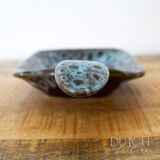 Vintage Ceramic Trinket Dish, Studio Pottery Vallauris Style, Red Grey Blue