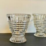 Pair of vintage geometric semi-crystal vases
