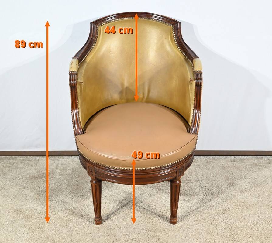 Beech Swivel Office Armchair, Louis XVI style – Late 19th century