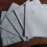 6 serviettes anciennes brodé et monogrammé CC entrelacé.