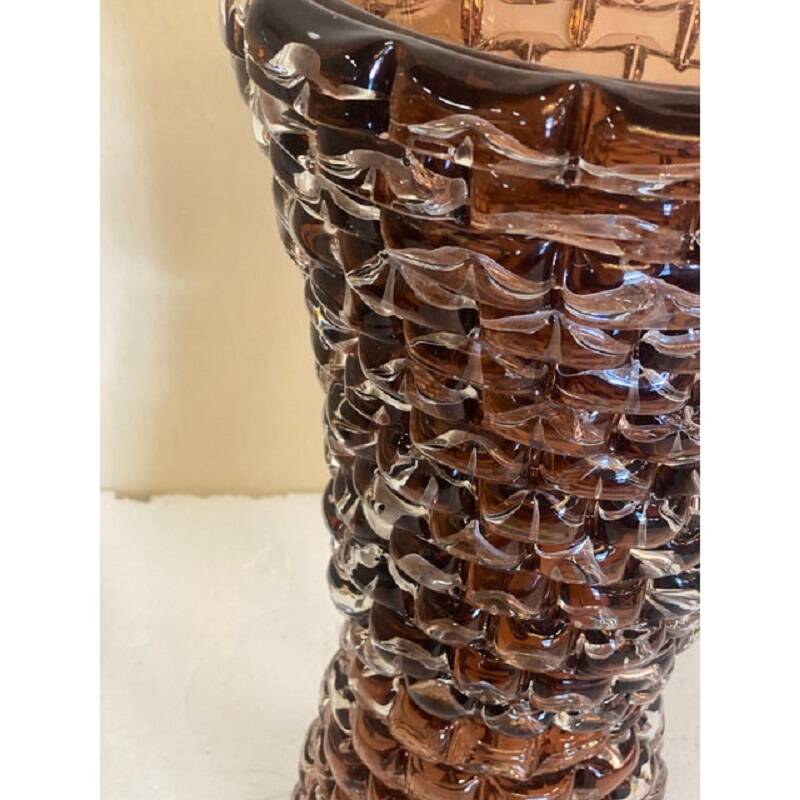 Contremporary" Rostrato" Fumè Murano Glass Table Lamp