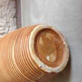 Vase ovoide soliflore en céramique beige vintage années 70