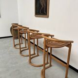 Set of 4 Allmimö stools in solid oak