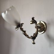 Bronze wall light with opaque glass tulip 1900