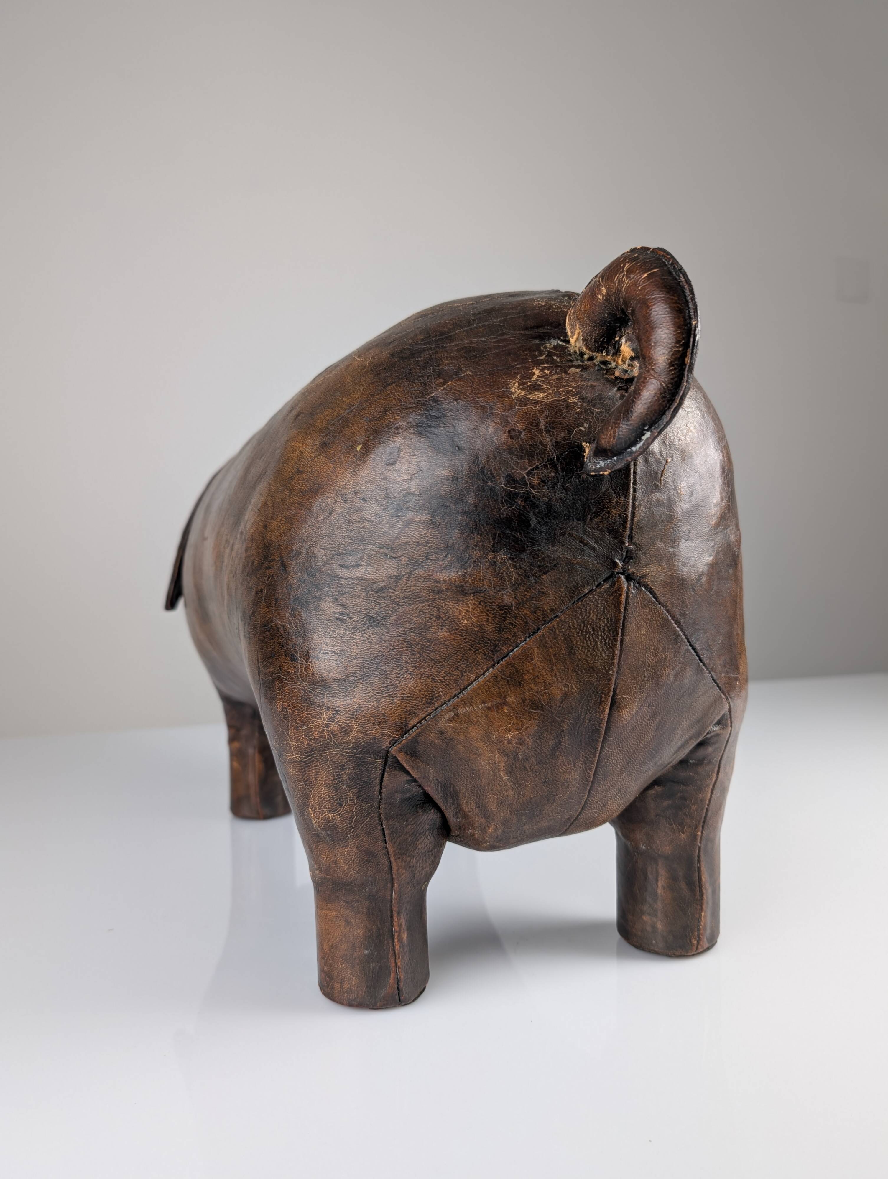 Leather pig ottoman  att dimitri omersa, 1960s